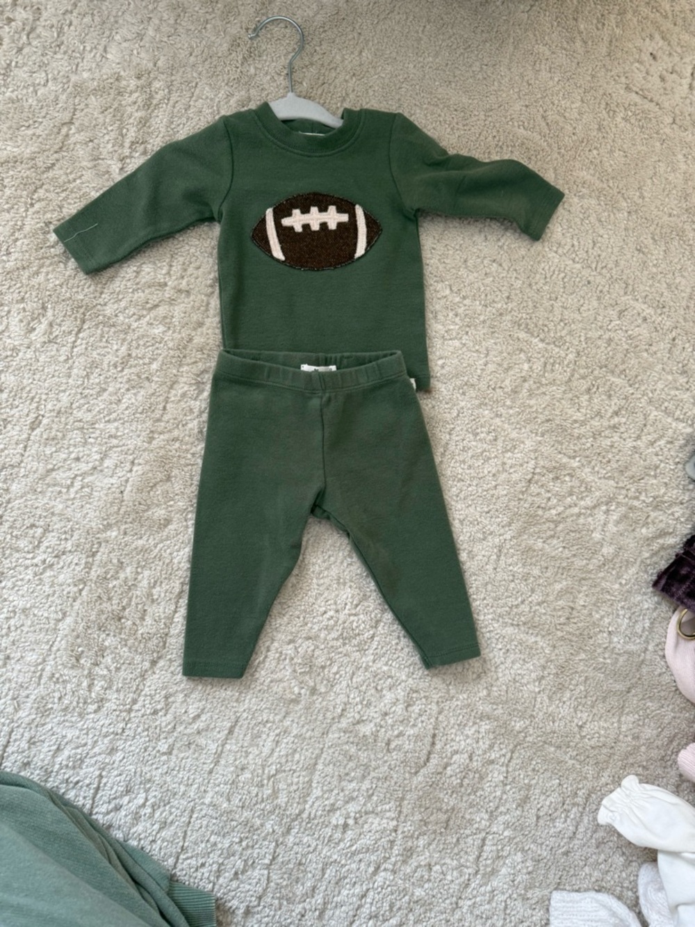 Green Football Appliqué Matching Bodysuit Set - Unbranded